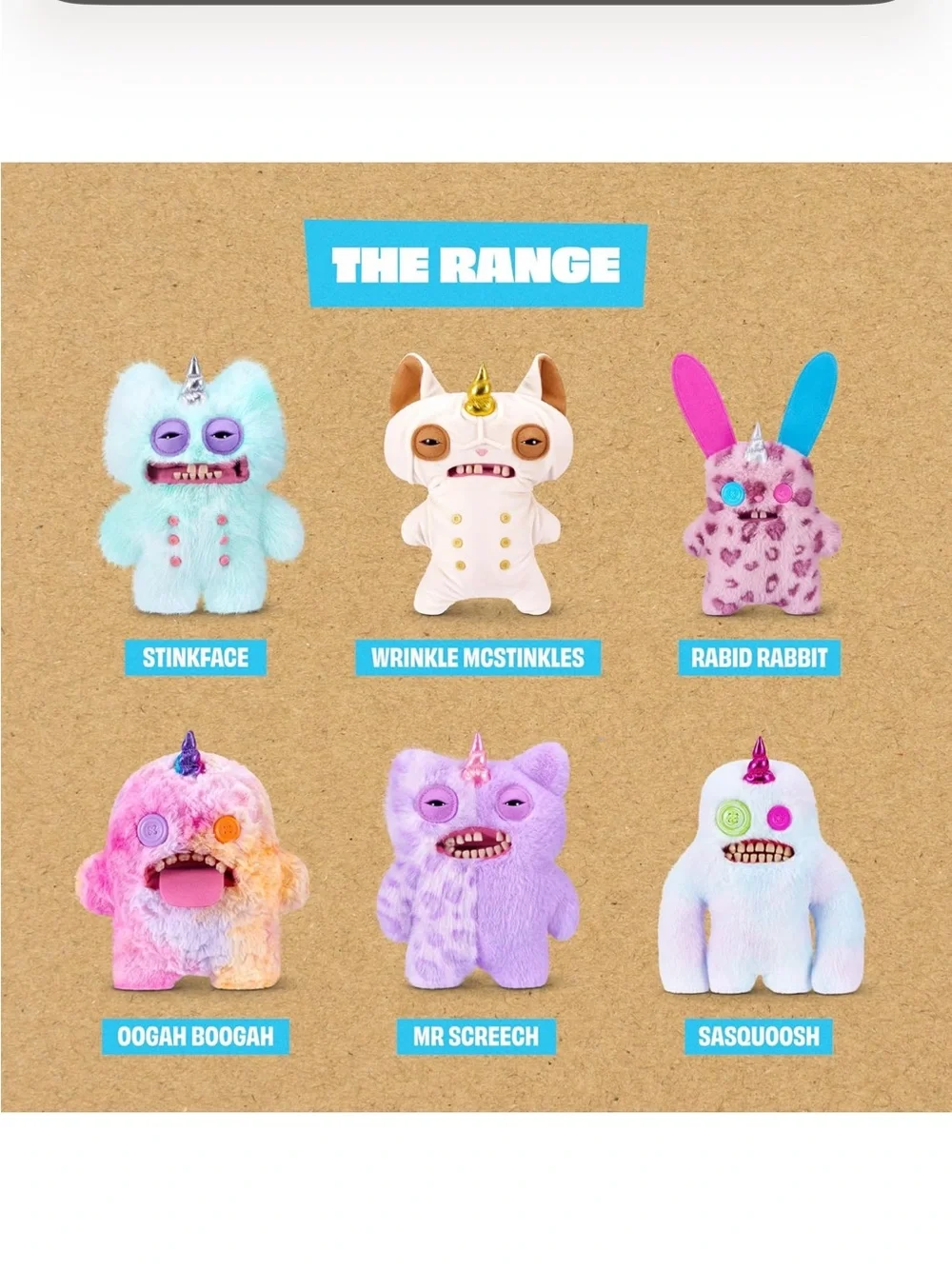 Zuru Stinkface Fugglecorns Plush Monster Handbag in Aqua with Purple Eyes